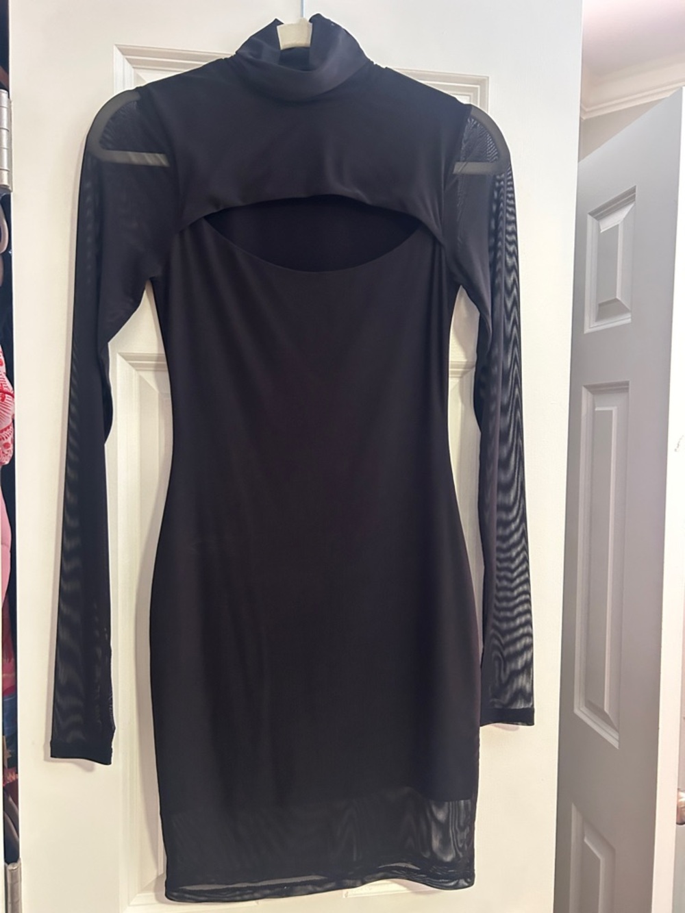 AFRM Black Long-Sleeve Cutout Bodycon Dress
